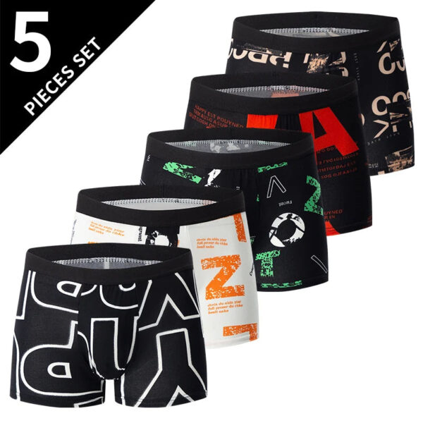 S825c3158c5814beb97555e8aa7dca16ez.jpg 4/5Pcs European and American Size MEN'S Printed Fashion Boyshort Comfortable MEN'S Waist plus Size Underwear Sexy Swimming Trunk