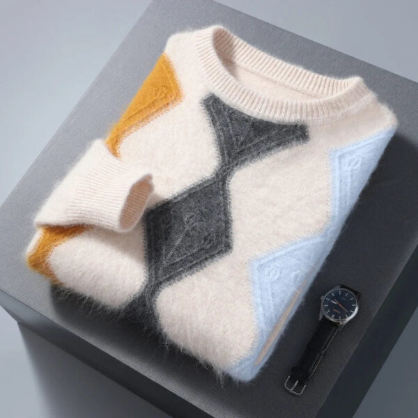 New cashmere men's round neck in autumn and winter Korean version of mink cashmere sweater thickened leisure warm wool knitted b