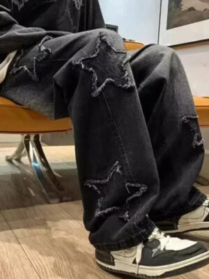 S84a4cd84043245c5b19f0a3ecde0bb02M.jpg 2025 New Fashion Stars Towel Embroidery Brown Men Jeans Pants Y2K Clothes Straight Hip Hop Cotton Trousers Pantalon Homme