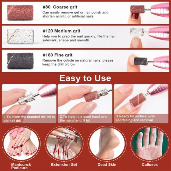 S84af9529992c4e4aaa121b0751fc17b1x.jpg Nail Sanding Ring Bands 80/120/180Grit Electric Manicure Drill Grinding Heads UV Gel Polish Removal Pedicure Abrasive Tools