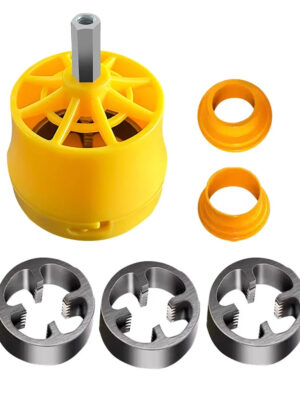 S84b1dcd779f049688f338537ddef616eF.jpg PVC Pipe Threader Kit With 1/2In 3/4 In 1 Inch Dies Pipe Threader Plastic Threading Device Electric Threading Machine Tool