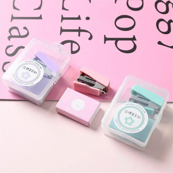 Cute Mini Stapler Morandi Color Metal Stapler Set with 500pcs 10# Staples Binding Tools Cute Stationery School Office Supplies