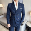 S850558bec56b487ebb2e2dacaa089ef2W.jpg (Jacket+Pants)Luxury Checkered Double Breasted Suit 2 Pieces Fashion Business Slim Fit Social Formal Suit Evening Dress 5XL-M