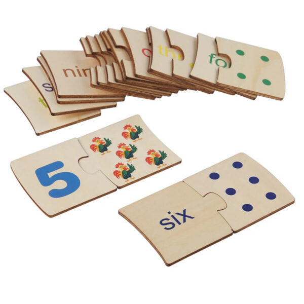 Wooden Number Matching Puzze Toys Montessori Early Education Digital Pattern Thicken Blocks Game for Baby Festival Gift Toy