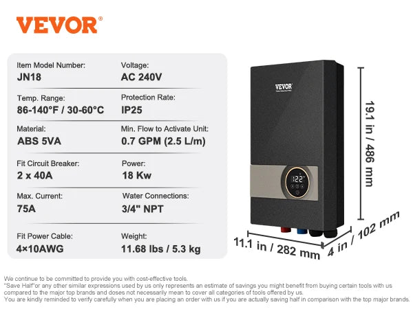 S8593d51ac27b496f83b456127373b34ev.jpg SucceBuy Instant Water Heater 8/13.8/18kw On Demand Electric Water Boiler Digital Temperature Display & Easy Installation