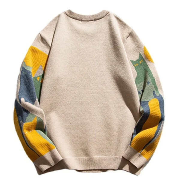 S85c458e1bdda4d1bb5d73a32063aad9bv.jpg 2024 Autumn Knitted Sweater Men Women Winter Harajuku Cartoon Full Cat Print Pullover Vintage Causal Loose Sweaters Streetwear