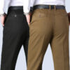 S85d1714c3f1c42d9aa000b5709f60723N.jpg New Arrival 100% Cotton Summer Autumn Men's Casual Pants Fashion Solid Black Beige Gentle Thicken Trousers Brand Smart Suit Pant