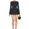 Mozision Double Bow Long Sleeve Sexy Mini Dress For Women Autumn Winter New Solid High Waist Bodycon Club Party Dress Elegant