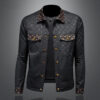 Men's Large Size Dark Flower Jacket Autumn Casual Lapel Slim Fit Handsome Trendy Men's Clothing