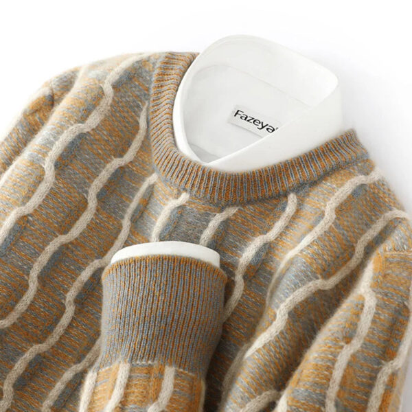 Men's New Pullover O-neck Sweater Casual Knitted Long sleeved 100% Pure Wool Men's Sweater Comfortable and Warm WOTEEWS brand