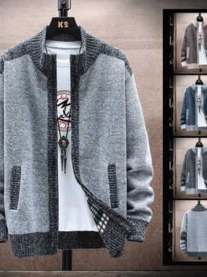S86ad220fc9c645e39a2140cd4f0488097.jpg New Fall and Winter Warm Sweater Coat Stand-up Cardigan knitted sweater Casual Knittwear Sweatercoats Male