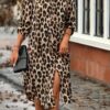 S872e3e8eeae044af94e56832eedd6786n.jpg BWQ New Elegant Women's Summer Leopard Shirt Dress Casual Loose Turn Down Collar Mid Calf Straight Long Dresses 2025