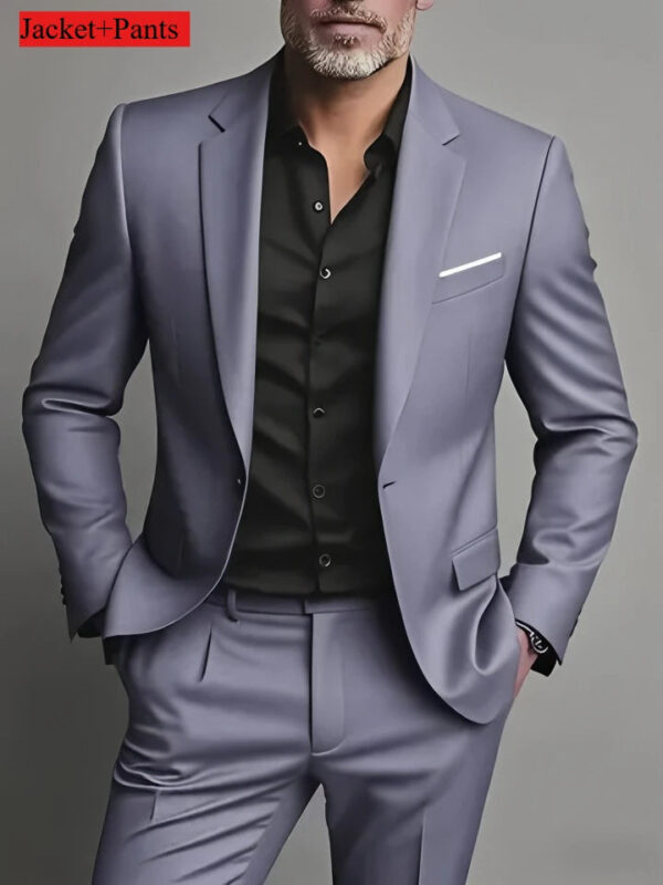 S87804da00f1f495d89fbd276c34f1aa19.jpg Elegant Men's Suit Sets- Slim Fit Tuxedo Set for Weddings & Formal Occasions, Black Suit