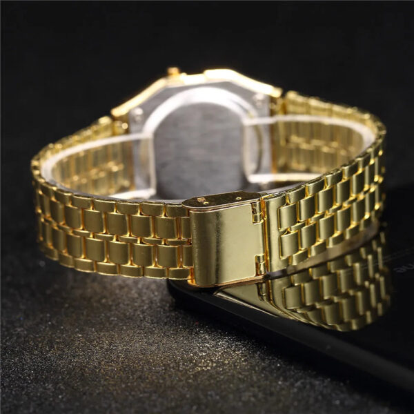 S879a203fc1834ee39cef8cc98af99a76s.jpg Elegant Digital Watch For Women Gold Silver Stainless Steel Business Ladies Electronic Wrist Watches Man Clock Zegarek Damski