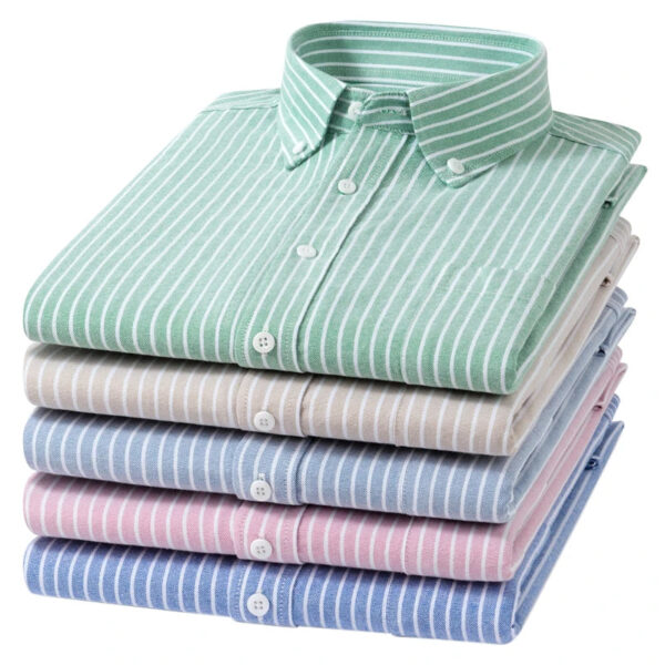 S8879bc777296456a8c634248e8b48baep.jpg New 100% Pure Cotton Oxford Men's Plaid Shirts Male Business Casual High Quality Long sleeve Shirt for Men Pocket Shirt S-5XL