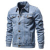 S88ac19873053494fada992b9051a9b3cS.jpg 2025 Autumn Men Solid Denim Jackets Fashion Motorcycle Vintage Jeans Jackets Hommes Slim Fit Cotton Casual Black Blue Coats