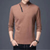 Double Sided Velvet Men Casual Sweater Fashion Versatile Autumn Winter Long Sleeve Solid Embroidered Button Bottoming Pullovers