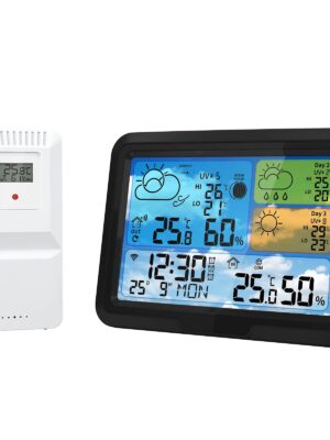 5.3" Color Smart Tuya WiFi Weather Station Wireless Temperature Humidity Monitor Calandar Alarm 3 Days UV Index Forecast Trend