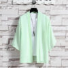Spring Summer Men's Japanese Kimono Shirts Casual Open Stitch Lightweight Fashion Solid Three Quarter Loose Couple Shirts M-5XL