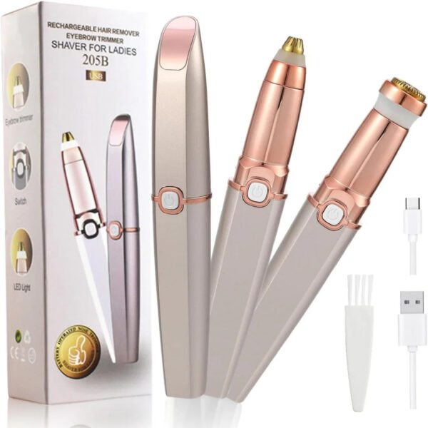 2 in 1 Face Shaver and Eyebrow Trimmer Rechargeable Lips  Facial Hair Remover Women Electric Portable