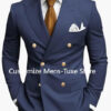 High Quality Brown Men's Suits Double Breasted Bespoke Double Breasted Peaked Lapel Formal Blazer Slim Fit 2 Piece Jacket Pants
