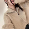 S89eef93d53cd4dd5b6994776d878754bd.jpg New 2025 high-end autumn and winter knitted women's lapel cashmere wool sweater casual short women's cardigan 100% wool sweater