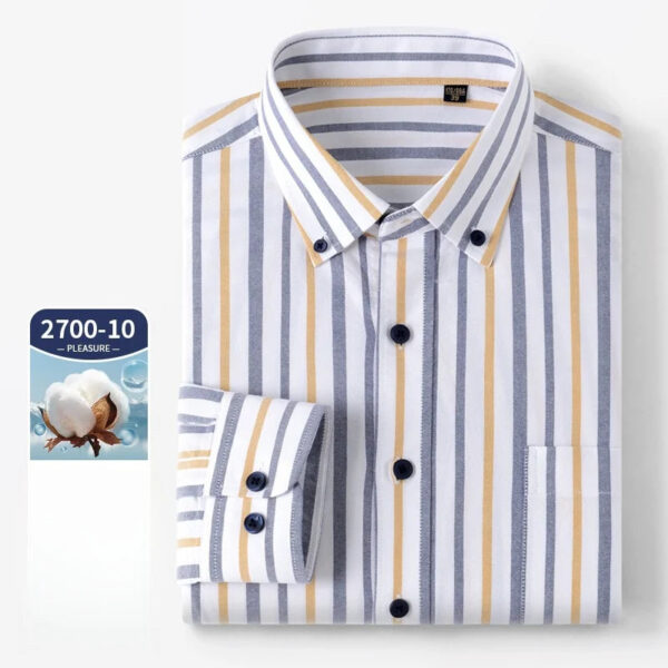 S8aac64659fea4e2f9177af7bdb537356u.jpg New 100% Pure Cotton Oxford Men's Plaid Shirts Male Business Casual High Quality Long sleeve Shirt for Men Pocket Shirt S-5XL