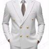 Men Double Breasted Suit Black Slim Fit High Quality Wedding Costume Party Prom Gold Button Male Suits