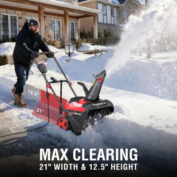 S8ae88b2fb93a408db2dacd19497357ceD.jpg PowerSmart 15A Electric Snow Thrower, 21" Snow Blower with 180° Chute, LED Light, Lightweight for Yard, Driveway & Sidewalk