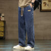 S8b04775aaac24050bf1c3d422bd7108dP.jpg Men Straight Leg Blue Gray Loose Y2K Drawstring Jeans Streetwear Casual Wide Denim Pants Male Baggy Stylish Harajuku Trousers