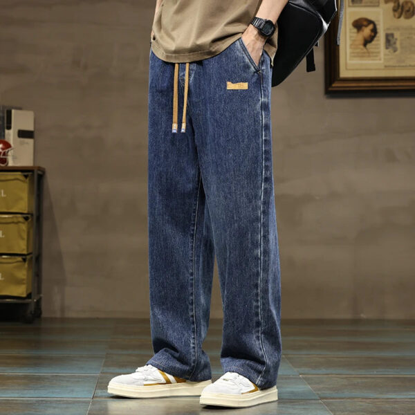 S8b04775aaac24050bf1c3d422bd7108dP.jpg Men Straight Leg Blue Gray Loose Y2K Drawstring Jeans Streetwear Casual Wide Denim Pants Male Baggy Stylish Harajuku Trousers
