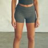 S8b6d18fcf4044aa1b4f549ea12c447a5U.jpg Summer Slim Knit Shorts for Women Solid Color Ribbed Fold Over Waist Skinny Short Pants for Yoga, Daily Wear