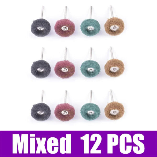 12PCS Mini Drill Abrasive Brush Nylon Buffing Polishing Wheel with 3mm Shank for Dremel Rotary Tool Accessories Set