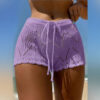 S8c5e5a257fa64411a57d69c8a0c6f1ddg.jpg Womens Beach Shorts Hollow Out Knitted Lace Drawstring Elastic Waist Soft Breathable Loose High Waist Summer Bikini Shorts