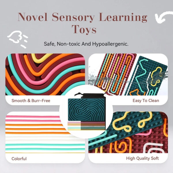 S8c616cb68ad043adb79760e6c033390en.jpg Sensory Activity Board, Silicone Calm Down Toy, Stress, Silent, Mindfulness For Kids 3+ Anxiety Relief, Sensory Board Baby Gifts