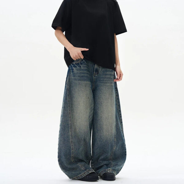 S8e14201ef08348c7ba00dc1796ce6d48n.jpg 2025 Spring New Men's Jeans Oversized Wide Leg Pants Loose Vintage Patchwork Lightning Cracked Denim Trousers Streetwear Male