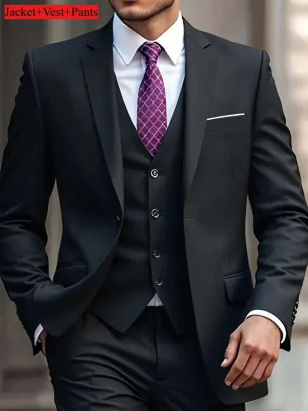S8e8a28e50595448d84775a69fb4a63f7o.jpg Elegant Men's Suit Sets- Slim Fit Tuxedo Set for Weddings & Formal Occasions, Black Suit