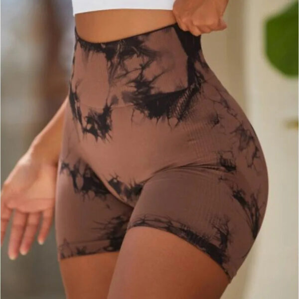 S8eb23623da5c46f782a422e2cabc821fR.jpg Multicolour Tie Dye Women’s Quick Drying Yoga Shorts Tight Fitting Sports Shorts for Women Peach Hip Compression Shorts Fitness