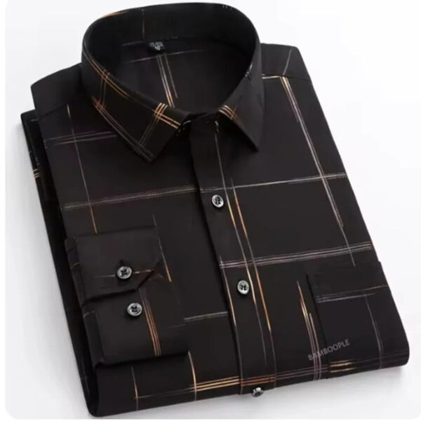 Men's Long Sleeved Shirt Hot Selling Spring Autumn Wrinkle Free Long Sleeve Stylish Business Casual Printe Thin Slim Fit Clothes