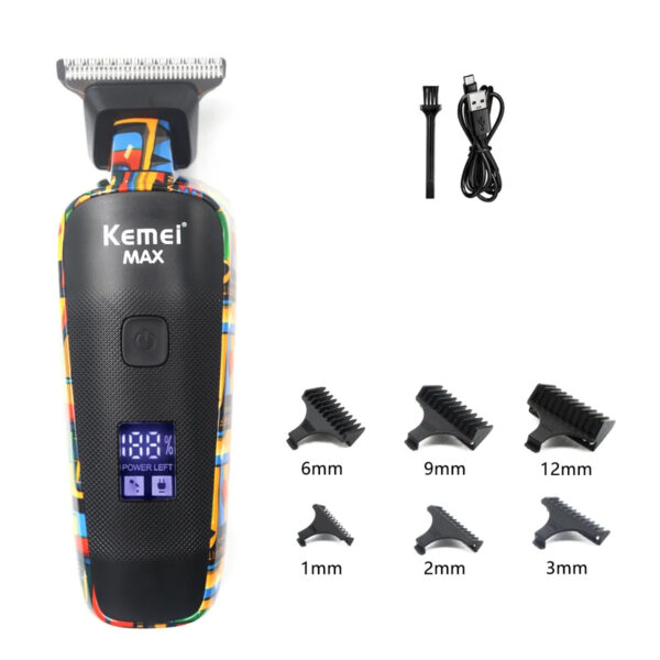 Professional Hair Trimmer Machine KM-MAX5090 USB Charging, Powerful Induction Motor T-Shaped Cutting Head , Long-lasting Battery