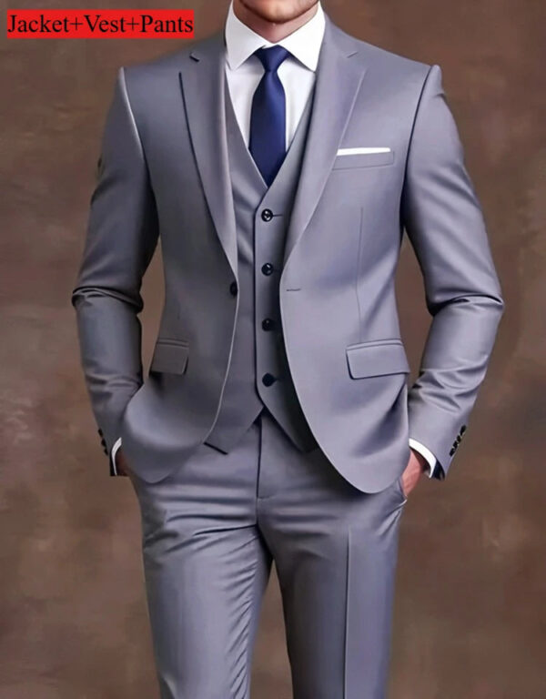 S8f7160672a214a0cbca99d334a47a926W.jpg Elegant Men's Suit Sets- Slim Fit Tuxedo Set for Weddings & Formal Occasions, Black Suit