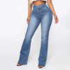 S8f7b5337c61f4c0ea7c2f05f41d4bb7bY.jpg Europe and The United States Slim High Waist Breasted Jeans, Women's Spring and Autumn Fashion Wash Slightly Flared Pants Jeans