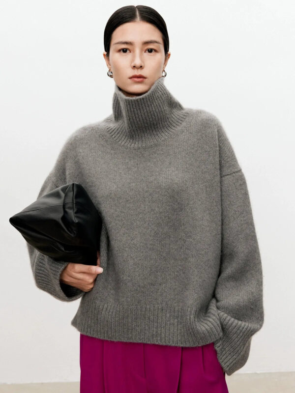 S8fcbb16aab544db8a4b951898c9af0211.jpg Turtleneck pure cashmere sweater female loose and thick languid lazy wind pullover sweater knitting base WOOL sweater