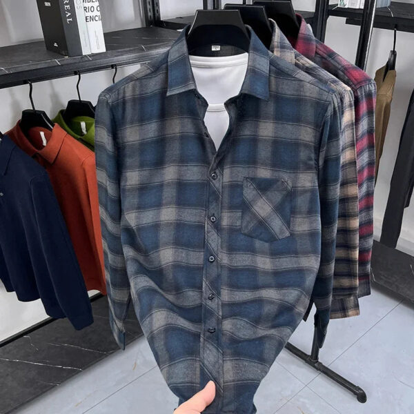 S90343c3e29b94acc838cd943237062d7e.jpg 2025 Autumn New Men's Printed Striped Long Sleeved Shirt Casual Fashion Versatile Men's Top