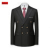 Men Double Breasted Suit Black Slim Fit High Quality Wedding Costume Party Prom Gold Button Male Suits