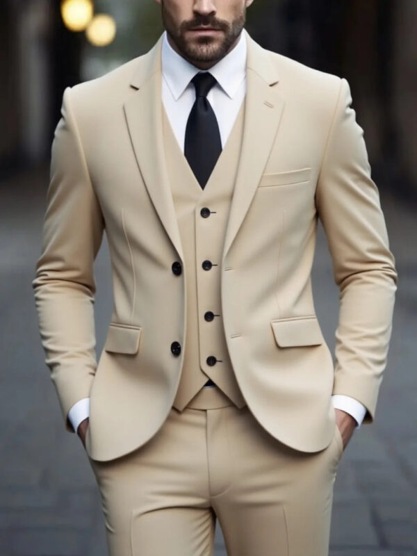 S90de19cbef774c74adf6542a20d1a764e.jpg Men's Three-Piece White Suit, Anti-Wrinkle, No-Iron, Anti-Stick Fur Business Formal Suit, Four-Season Workplace Work Clothing Dr