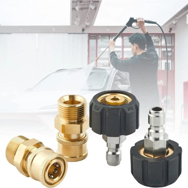 S90f498e793e440b18c244f75bf074138X.jpg Car Wash Gun Adaptor M22-14/15MM To 1/4" 3/8" Quick Hitch Connect High Pressure Wash Swivel Adaptor