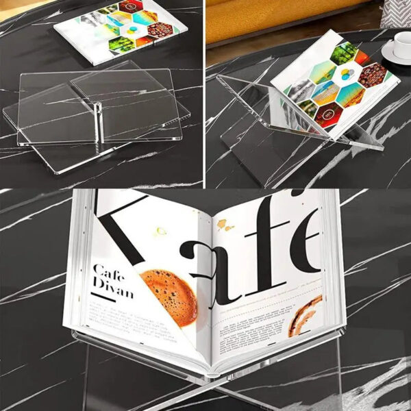 Acrylic Book Stand Open Clear Book Holder for Books, for Cookbook Art Book Bible Guest Book, Coffee Table Book Stand for Reading