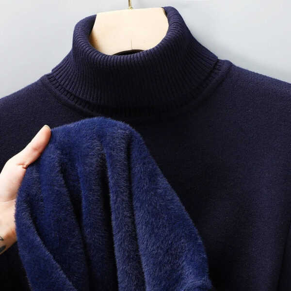 Men's Slim Fit Long Sleeve Turtleneck Sweater Anti-Pilling High Quality Knitted Solid Color Pullover Trendy Men's Clothing