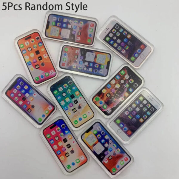 S9245a2e114dd4edeacf28af6b0c9209fp.jpg 5Pcs 1:12 Dollhouse Miniature Mobile Phone Fashionable and compact Simulation Smartphone Model Kids Pretend Play Accessories